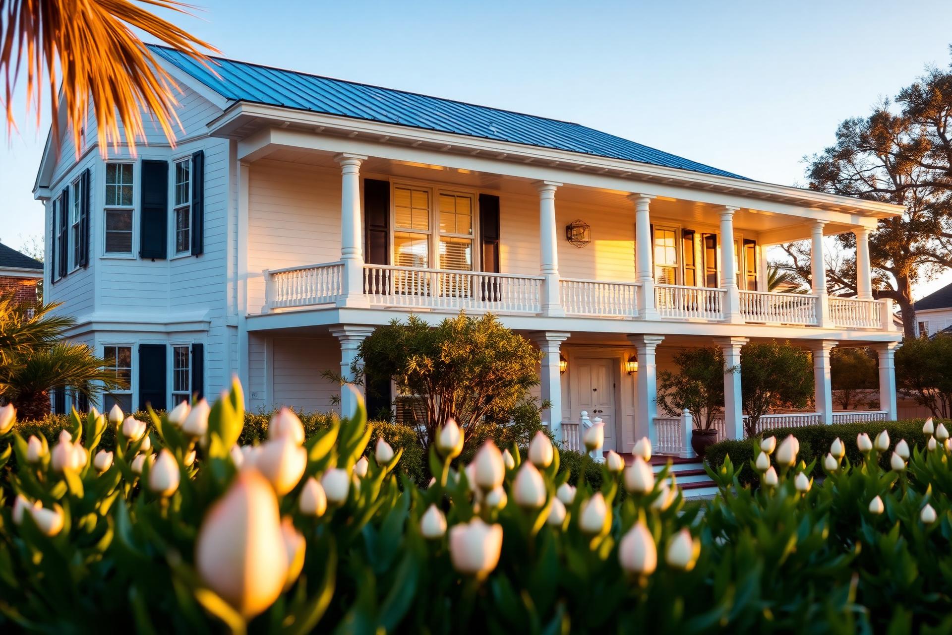 Beautifully painted Lowcountry home exterior